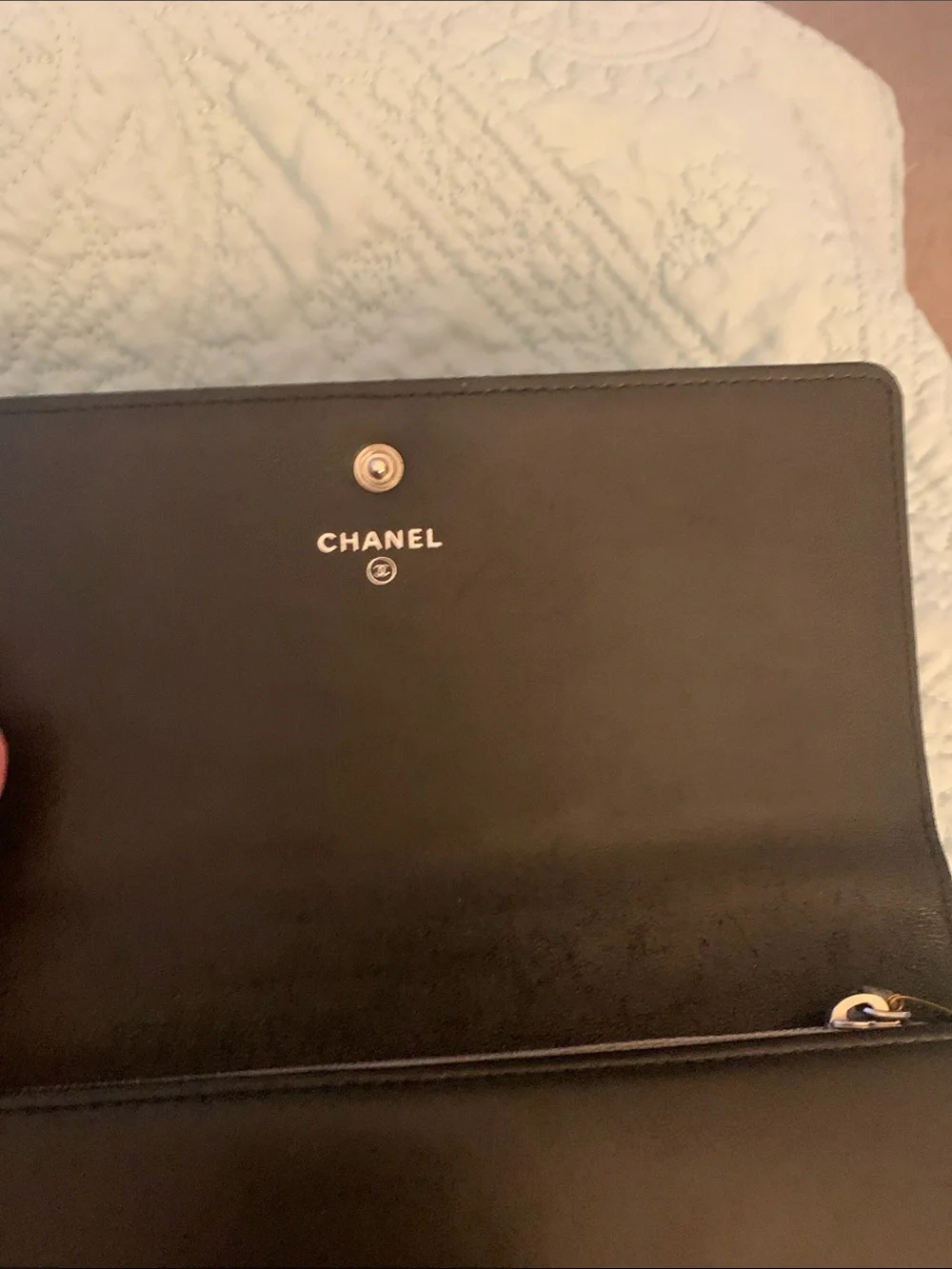 CHANEL Black Leather CC Logo Long Wallet
